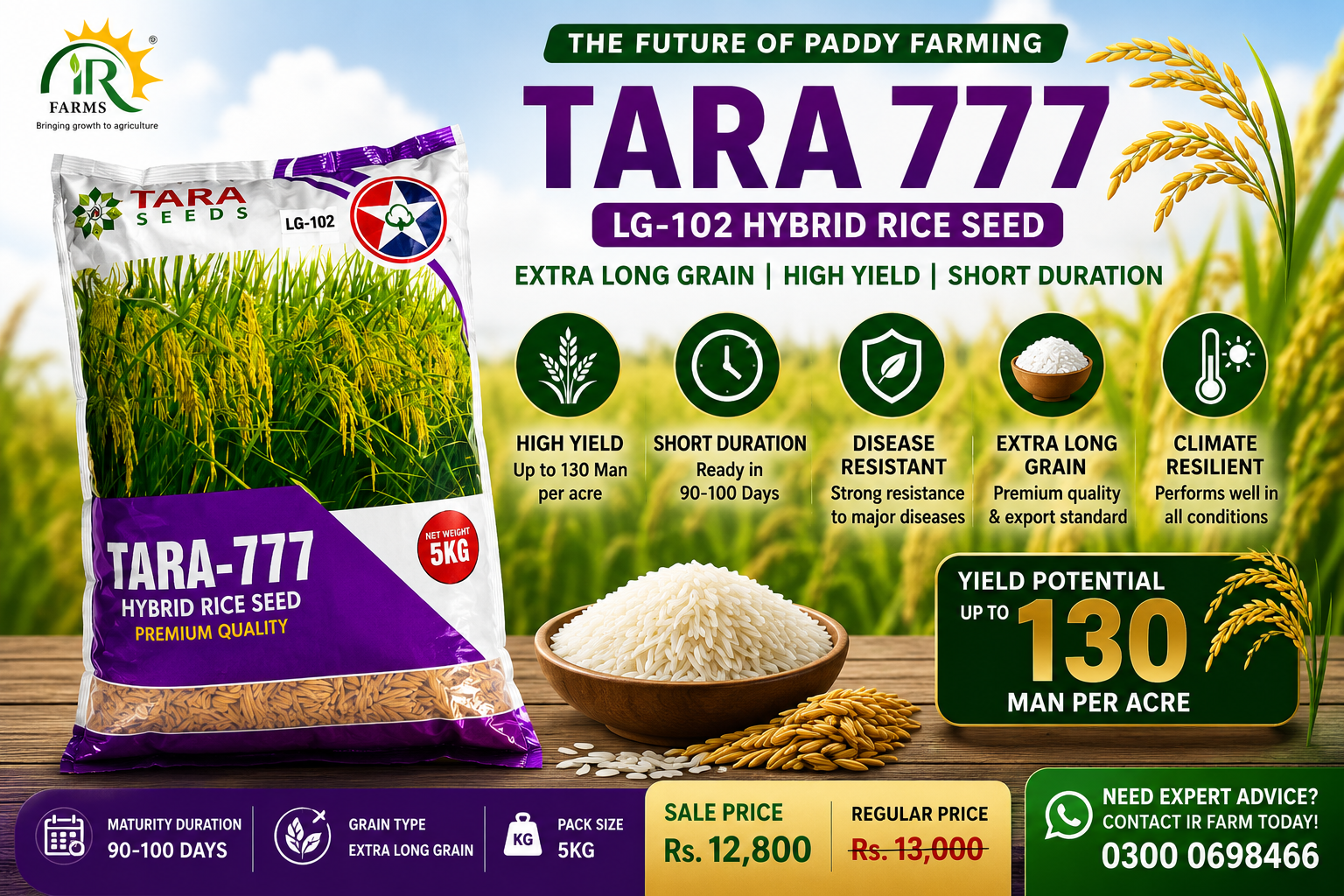 Tara 777 LG-102 Hybrid Rice Seed – Uses, Benefits & Price in Pakistan