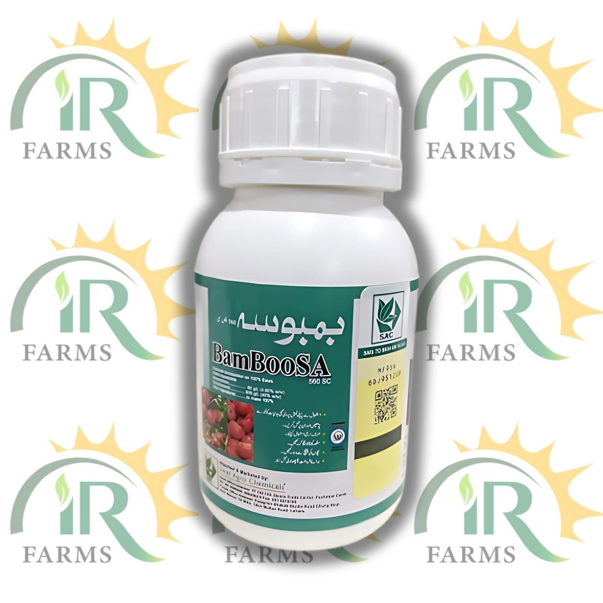 Bamboosa 560SC fungicide bottle with crop background