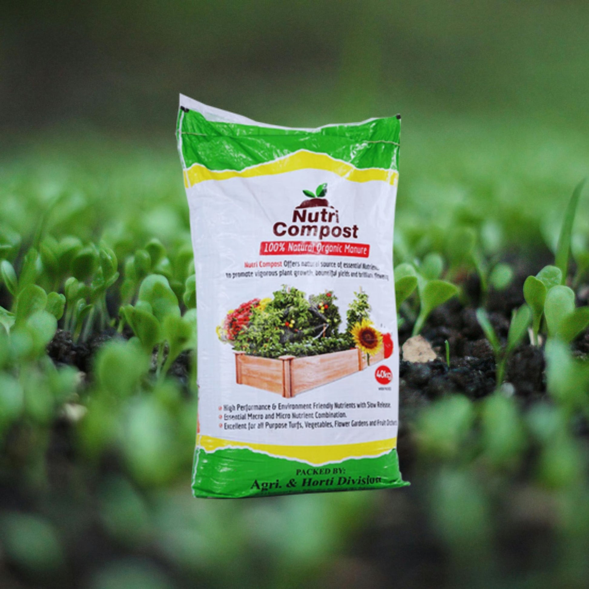 A 40 kg bag of compost fertilizer