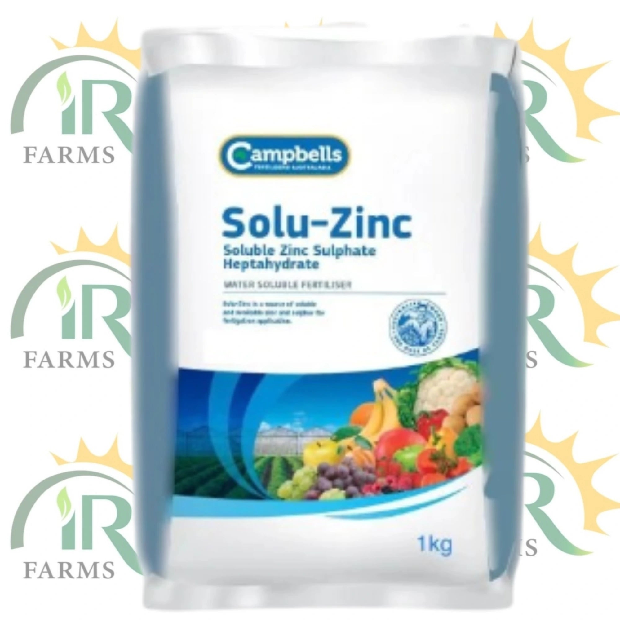 Solu Zinc 1kg | Zinc Sulphate Heptahydrate Fertilizer | 33% Zn + 5% Sulphur | Water Soluble | Campbells Australia
