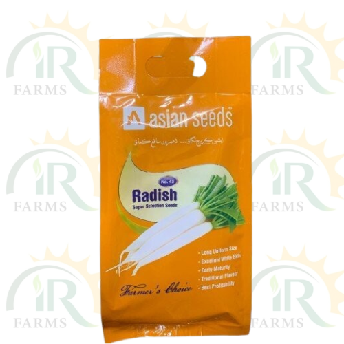 Radish No.45 400gm Mooli Seed Super Selection Farmer's Choice Asian Seeds Ntl Seed Company IR Farm
