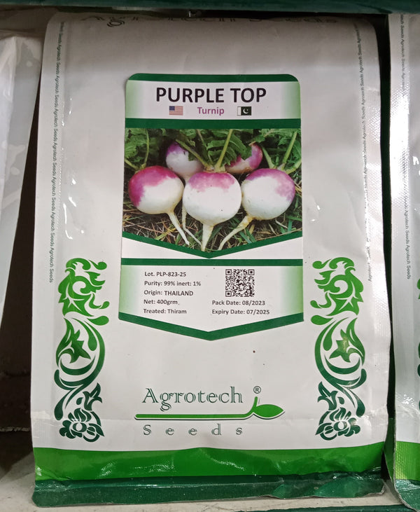 Agrotech Seeds Turnip Purple Top White Globe - Super Selection 400g Pack | Premium Quality for Superior Growth, High Yields, and Distinctive Flavor - Ideal for Home Gardens and Professional Cultivation IR Farm