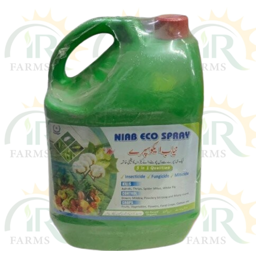 Niab Eco Spray 5Litre For All Sucking Insects Including aphid, jassid, mites, thrip, and Whitefly Plant protection division Nuclear Institute for Agriculture and Biology Best Insecticide Fungicide and Miticide Niyab Eco Spray IR Farm