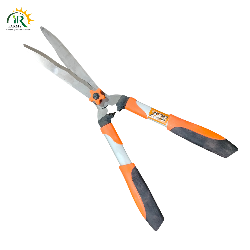 Orange Hedge Shear with Curve Blades - Professional Garden Trimming Tool for Smooth Cutting