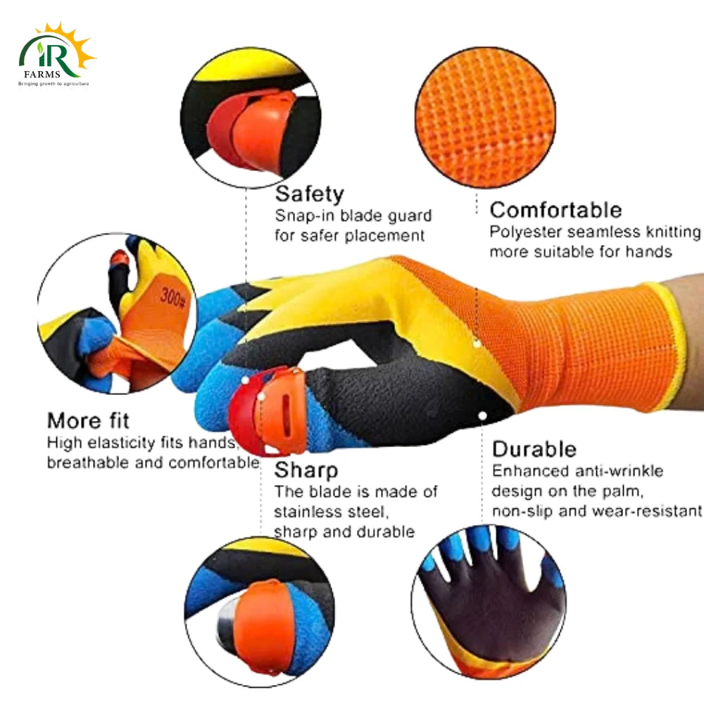 Thumb Knife Gloves 1 Pair – Silicone Picking Gloves with Integrated Blade for Effortless Harvesting