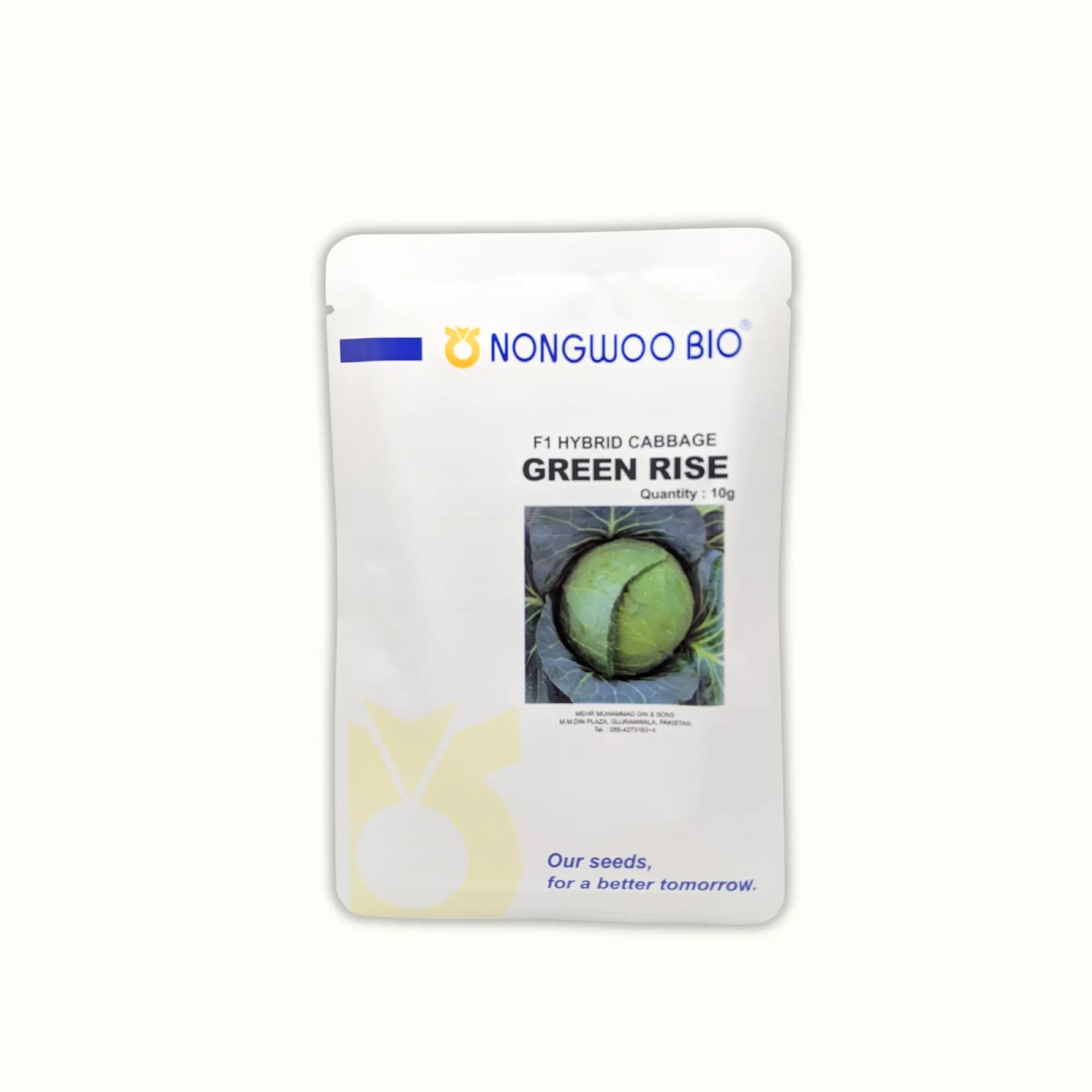 F1 Hybrid Cabbage Green Rise Seeds – 10g, 85% Germination | Nongwoo Bio