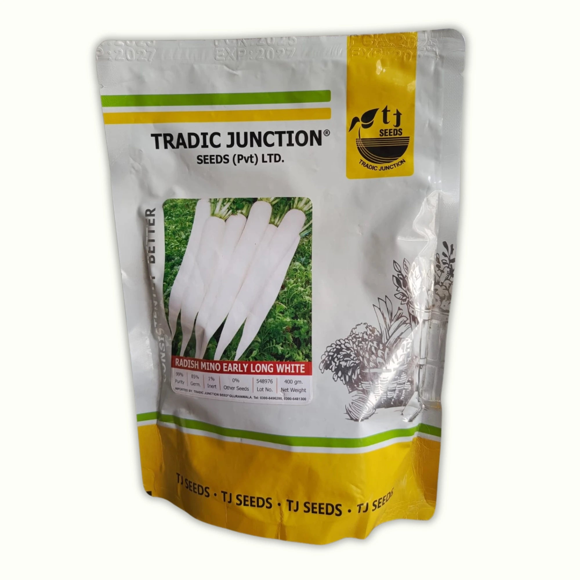 Radish Mino Early Long White Seeds – 400g, 85% Germination | Tradic Junction