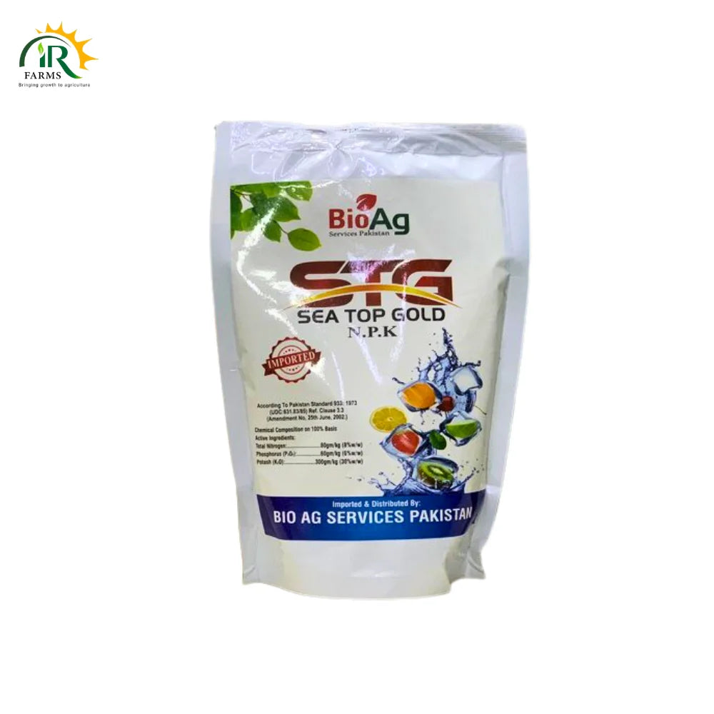 STG Sea Top Gold NPK 8-6-30 _ 500gm Water-Soluble Fertilizer _ Bio Ag Services Pakistan _ High Potash Micronutrient Booster