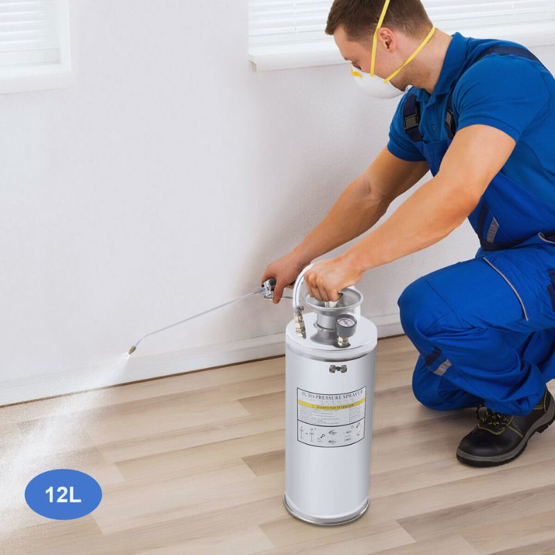 Person spraying with a pump sprayer for gardening and cleaning tasks